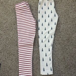 Hanna Anderson Holiday red striped and pine trees  Kids Leggings Set